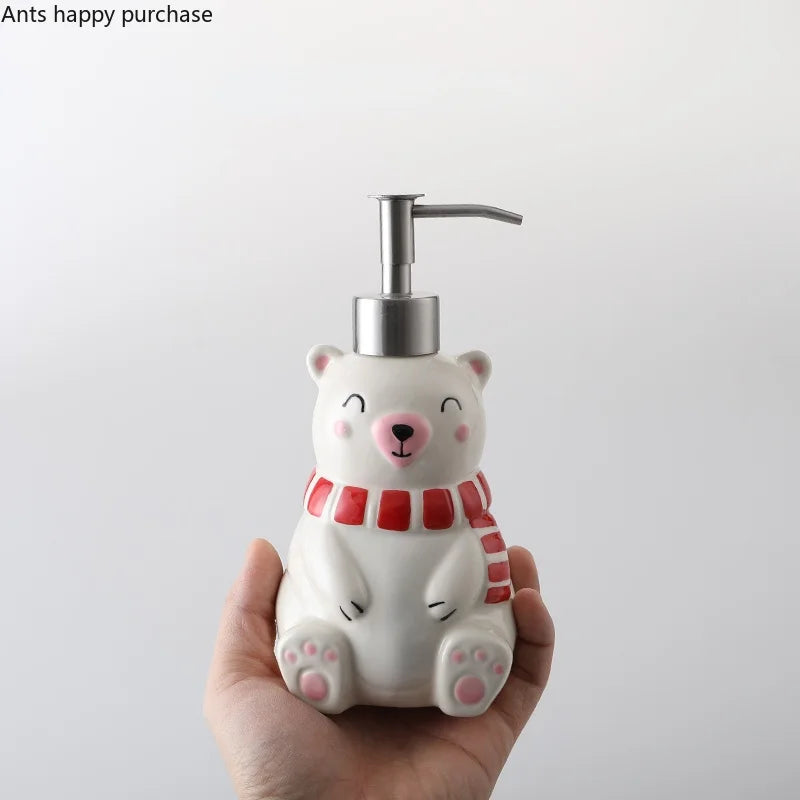 Axya Christmas Bottle Set: Bear/Penguin/Snowman, Soap/Shampoo/Shower Gel Dispenser