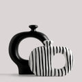 Axyaa Zebra Stripes Ceramic Vase Modern Floral Decor Desk Aesthetic Room Decoration