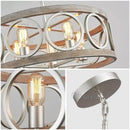 Axyaa Farmhouse Wood Grain Circular Chandelier - Retro Industrial Iron Art Ceiling Light