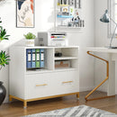 Axyaa White Lateral File Cabinet with Drawer, Adjustable Hanging Rod for Letter/Legal/A4 Files