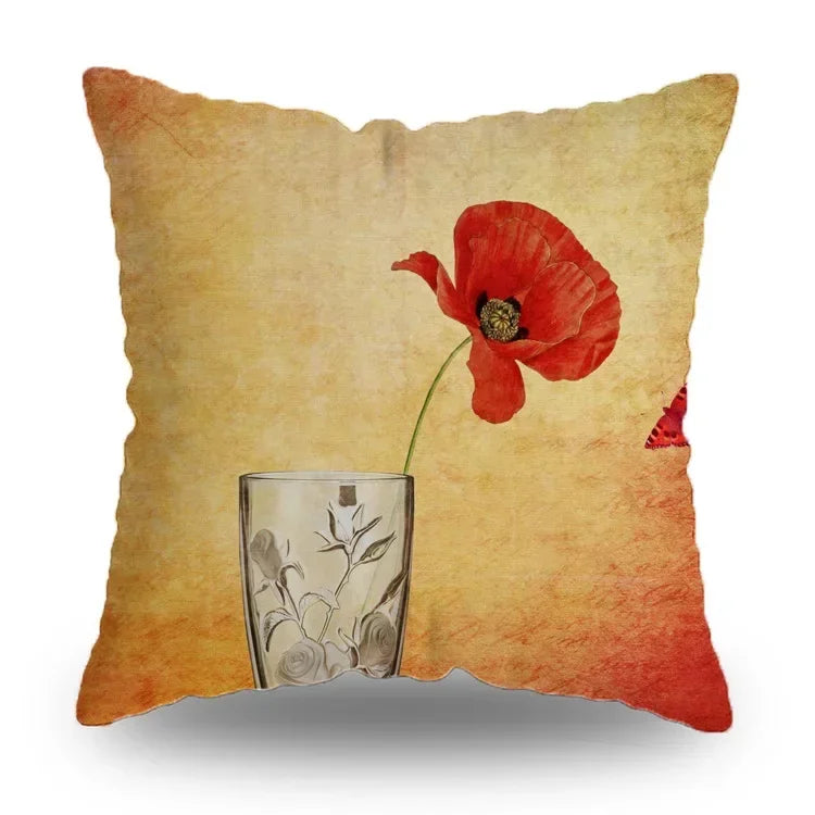 Axyaa Retro Butterfly Pattern Pillowcase 45x45cm Decorative Cushion Cover