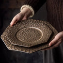 Axyaa Retro Ceramic Plate Hammer Pattern Tableware Serving Plates