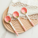 Cute Kawaii Strawberry Ceramic Soup Spoon by Axyaa: Hand Painted Long Handle Kitchen Accessory