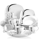 Axyaa 30/60-Piece Black Lines Porcelain Ceramic Tableware Set - Plates, Cups, Saucers