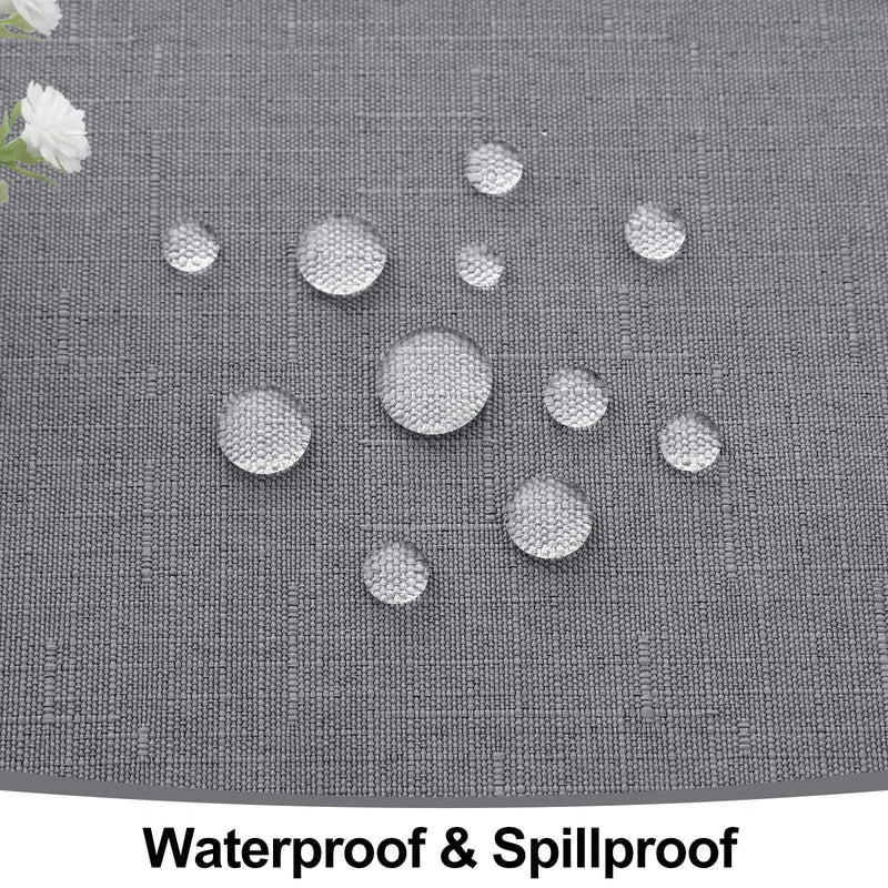 Axyaa Faux Linen Waterproof Tablecloth for Kitchen Dining.