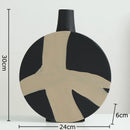 Axyaa Geometric Stripes Ceramic Vase: Desk & Room Decor with Artificial Flowers