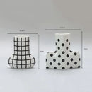 Axyaa Striped Wave Point Ceramic Vase - Geometric Flower Pot Home Decor