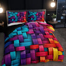 Axyaa Geometric Plaid Duvet Cover Set - 3 Piece All-Season Bedding