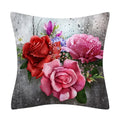 Retro Floral Linen Pillow Cover Abstract Art Decor for Living Room Sofa by Axyaa