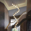 Axyaa Crystal Chandelier Stair Pendant Lamp Living Room Interior Lighting