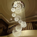 Axyaa Modern Crystal Chandelier: Large LED Pendant Light for Living Room Decor