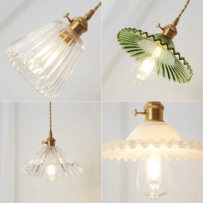 Axyaa Nordic Glass Pendant Lights - Elegant Copper Hanging Light for Home Decor and Lighting