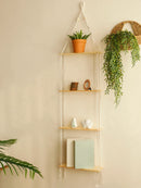 Axyaa 4 Layer Wooden Floating Wall Shelf Flower Pot Rack Boho Home Decor