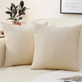 Soft Corduroy Striped 18x18 Inch Throw Pillow Covers for Winter Home Decor - Axyaa