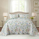 Axyaa Wildflower Floral King Size Microfiber Quilt Set - Lightweight Retro Bed Cover