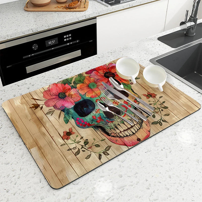 Axyaa Halloween Watercolor Branches Drying Mat