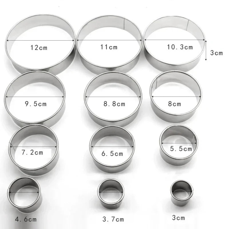 Axyaa Stainless Steel Round Cake Mould Set - DIY Kitchen Baking Tools