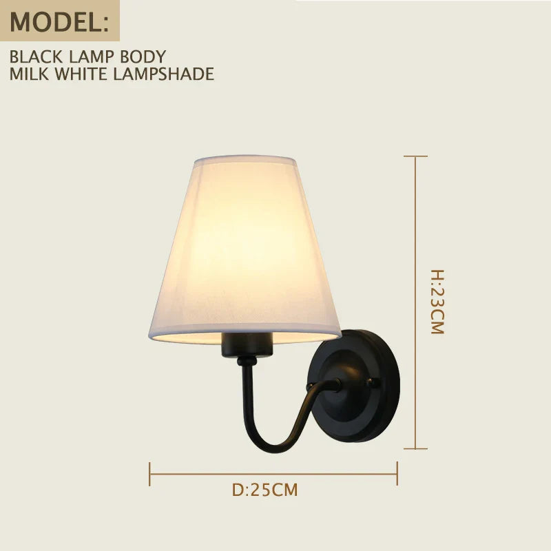 Axyaa Retro Fabric Wall Lamp for Home Decor & LED Lighting