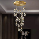 Axyaa Crystal Chandelier Stair Pendant Living Room Lighting
