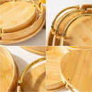 Axyaa Bamboo Circular Tray, Modern Minimalist Household Tea Set and Fruit Tray
