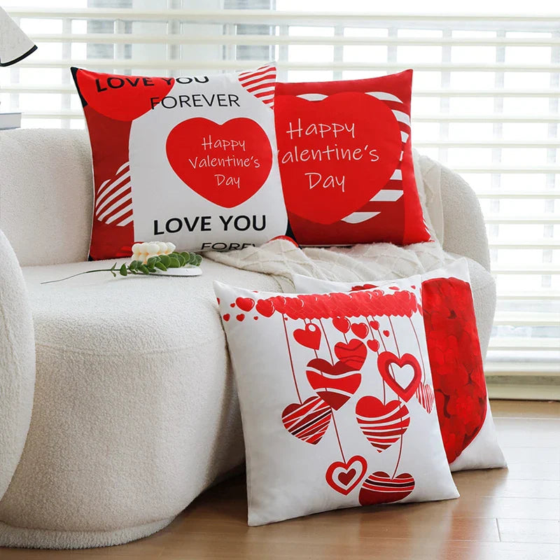 Axyaa Romantic Valentine's Day Short Plush Cushion Cover 45x45cm