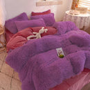 Axyaa Plush Pink Mink Velvet Queen Bedding Set with Sheets