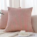 Axyaa Pink-White Corduroy Cushion Cover 45x45cm Home Decoration Square Pillowcase