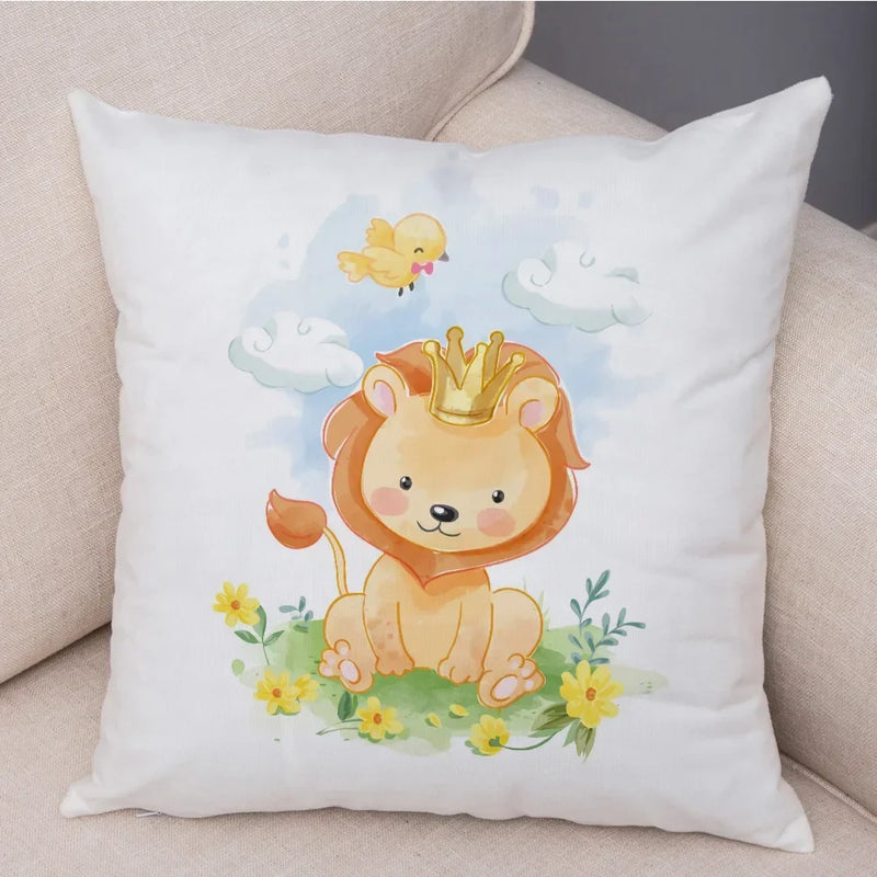 Axyaa Christmas Cartoon Animal Cushion Cover - Santa Claus Pillowcase