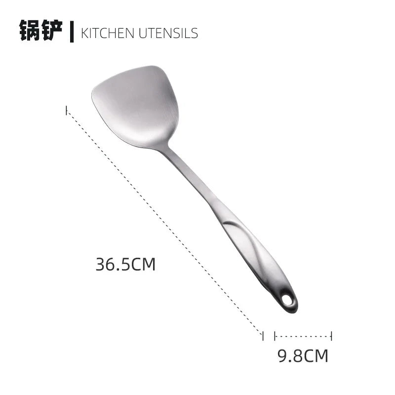 Axyaa Stainless Steel Kitchenware Set: Spatula, Rice Spoon, Colander, Utensils