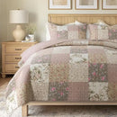 Axyaa Pink Flower Patchwork Quilt Set Twin - Country Shabby Chic Bedding