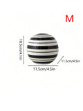Axyaa Striped Round Ball Vase: Geometric Lines, Black and White, Home Decor