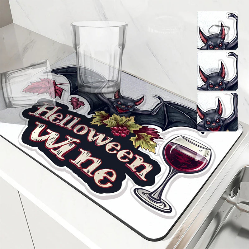 Axyaa Halloween Absorbent Draining Mat for Kitchen and Bathroom