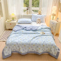 Axyaa Washed Cotton Printed Summer Quilt - Machine Washable Thin Quilt