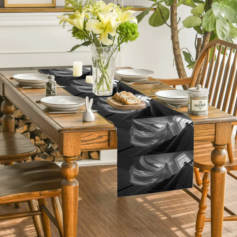 Axyaa Halloween Ghost House Table Runner - Indoor Outdoor Home Dining Decoration