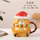 Axyaa Santa Claus Ceramic Mug with Lid, Christmas Gift for Office, Home - Couple Water Cup