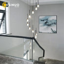 Axyaa Gold Crystal Raindrop Spiral Ceiling Chandelier for Staircase Foyer