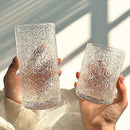 Axyaa Carved Glass Latte Coffee Cup - Ideal for Home, Restaurants, Cafes