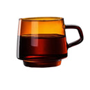 Axyaa 350ml Stackable Glass Coffee Tea Cup in Amber Blue Green Colors