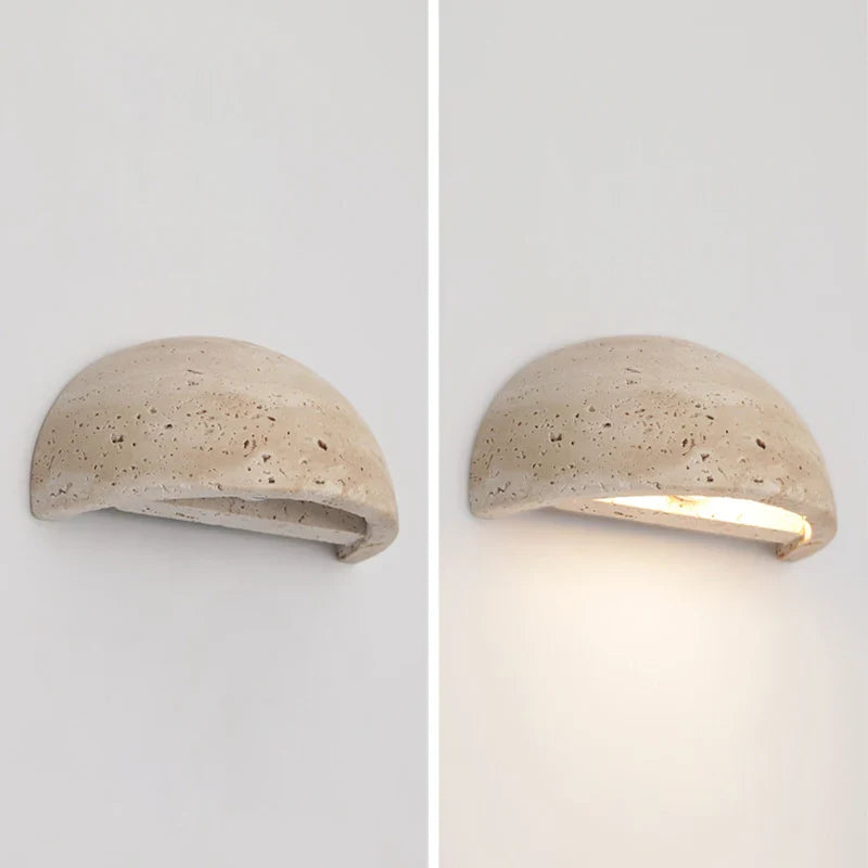 Axyaa Small LED Wall Sconce Yellow Travertine Wabi Sabi Wall Lamp