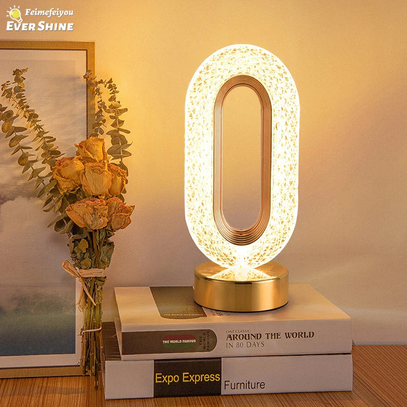 Axyaa Crystal Table Lamp: Remote-Controlled Dimmable Desk Light with USB Charging