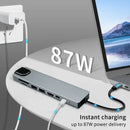 Axyaa 8-in-1 USB C Hub with 4K HDMI, 87W PD, USB 3.0, RJ45, SD/TF Card Reader