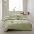 Axyaa Japanese Grid Duvet Cover, Single Quilt 150*200cm, Queen Size, Washed Cotton