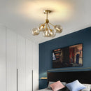 Axyaa Amber Glass Ceiling Chandelier: Nordic Suspension Pendant Light