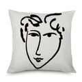 Axyaa Minimalist Matisse Portrait Linen Pillow Case, Sofa Decor, Simple Line Drawing