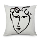 Axyaa Minimalist Matisse Portrait Linen Pillow Case, Sofa Decor, Simple Line Drawing
