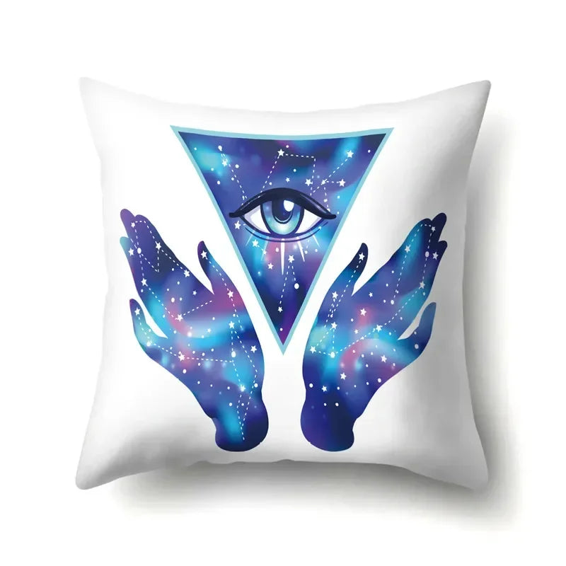 Axyaa Cartoon Eye Pattern Plush Cushion Cover 45x45cm Buddha Head Pillow Cover