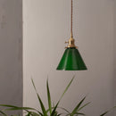 Axyaa Green Glass LED Pendant Lights with Copper Finish