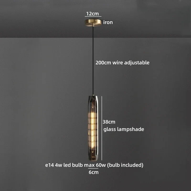 Axyaa Clear Glass LED Pendant Lights Modern Minimalist Hanging Lamp