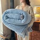 Axyaa Plush Coral Fleece Blanket: Soft, Luxe Striped Throw for Sofa, Bed, Office Nap