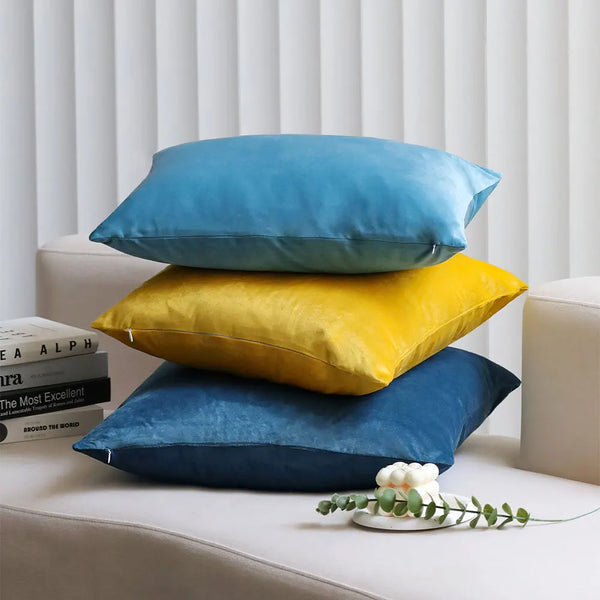 Axyaa Velvet Decorative Pillow Cover in Various Colors for Living Room Sofa